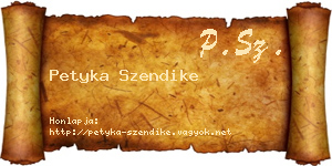 Petyka Szendike névjegykártya